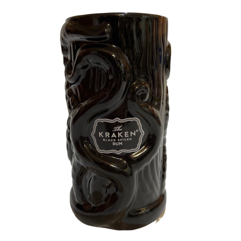 Release The Kraken Tiki Mug Black Octopus Spiced Rum Ceramic Cup Limited